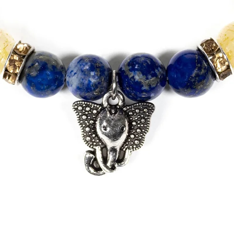 Armband Lapis Lazuli En Rutielkwarts Met Ganesha